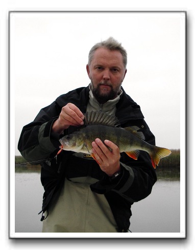 Steen Ulnits med en stor aborre fra Randers fjord. 1.085 gr 42, 5 cm